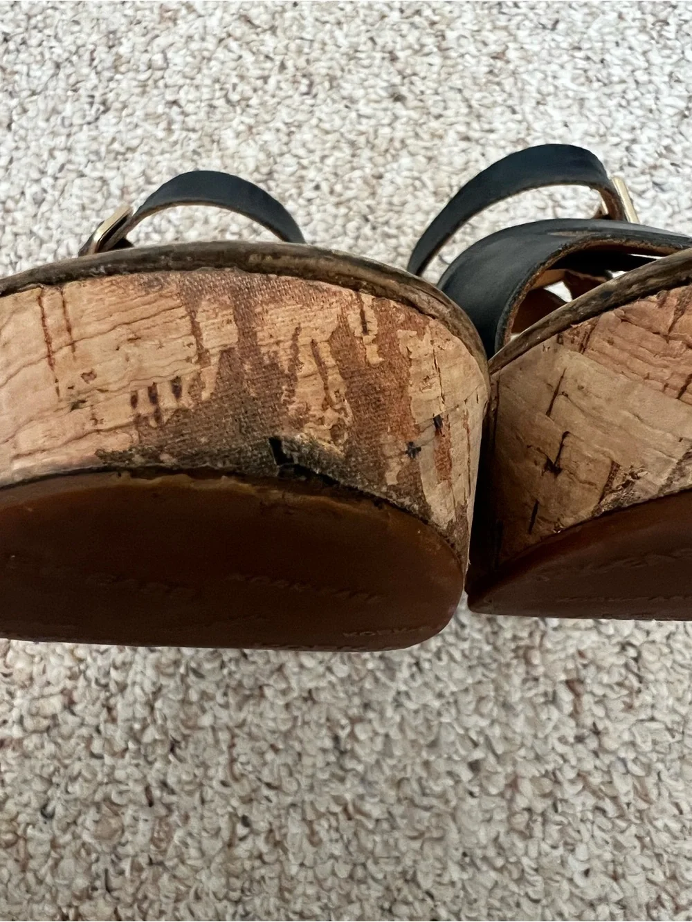 Kork-Ease Navy Leather Cork Wedge Sandals
